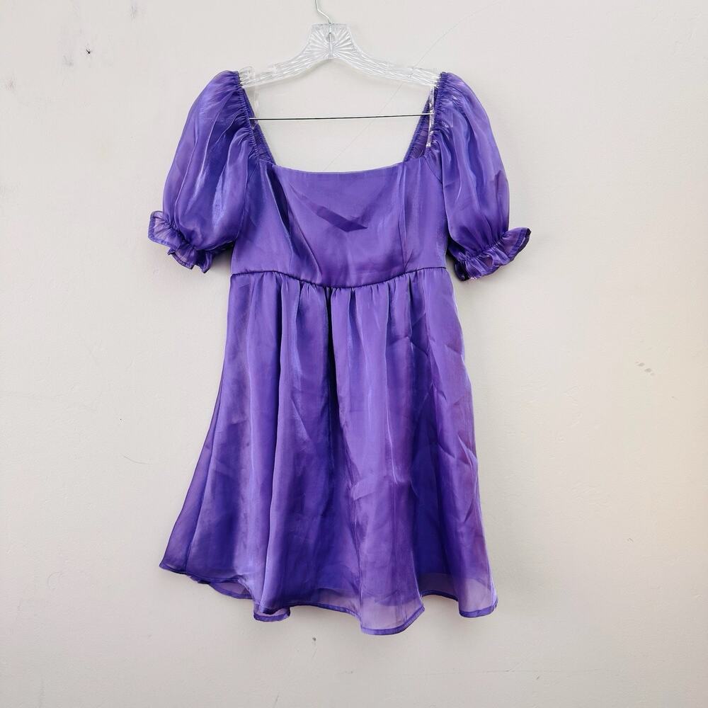 Thirty Thirty Purple Ruffle Sleeve Mini Dress Women’s Size L